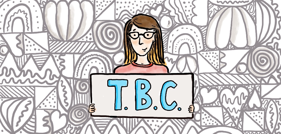 Drawing of a person holding a placard that reads, "Continue"