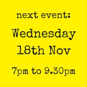 next event Wednesday 18th Nov