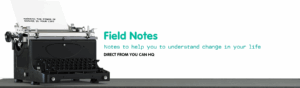 Field Notes Header Image featuring Typewriter with paper in