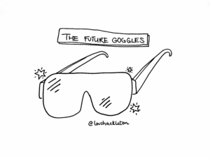 A cartoon drawing of a set of goggles