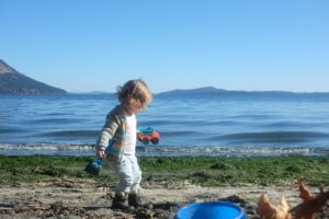 toddler on beach